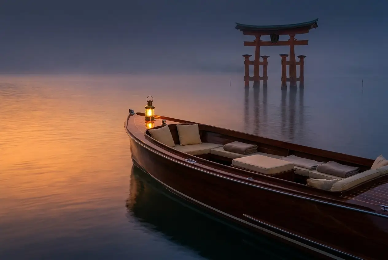 The Shrine Over the Sea — a dusk crossing